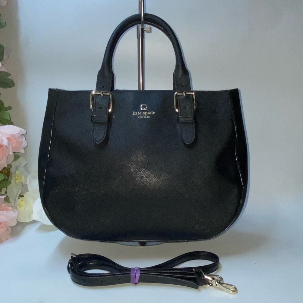 Classy Kate Spade Leather Shoulder Bag Tote Black Large